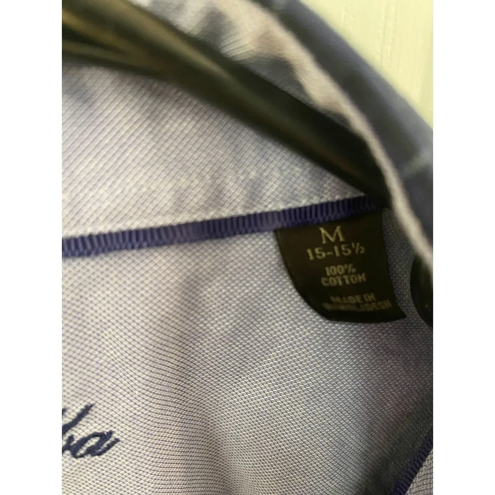 Tasso Elba Button Down Shirt Mens M Navy Blue Windowpane Check Long Sleeve